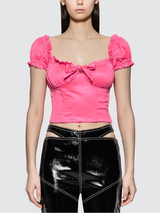 I.AM.GIA Tops - I.AM.GIA Naomi Top Hot Pink Ruffle Tie-Front Crop Top Size Small